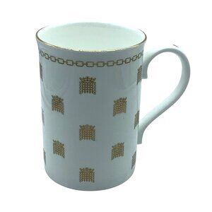 Vtg House Of Commons U.K. Portcullis Fine Bone China Mug Gold Accents England 4"